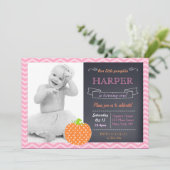 Pumpkin Chalkboard Birthday-uitnodigingen Kaart (Staand voorkant)