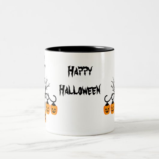 Pumpkin chandelier Halloween gothic Tweekleurige Koffiemok (Center)