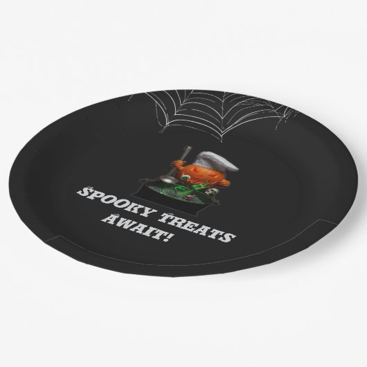 Pumpkin Chef Halloween Party - Spooky Cauldron Papieren Bordje (Gekanteld)