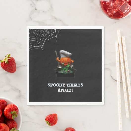 Pumpkin Chef Halloween Party – Spooky Cauldron Servet (Insitu)