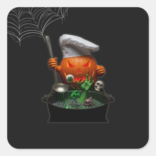 Pumpkin Chef Halloween Party - Spooky Touch Vierkante Sticker (Voorkant)