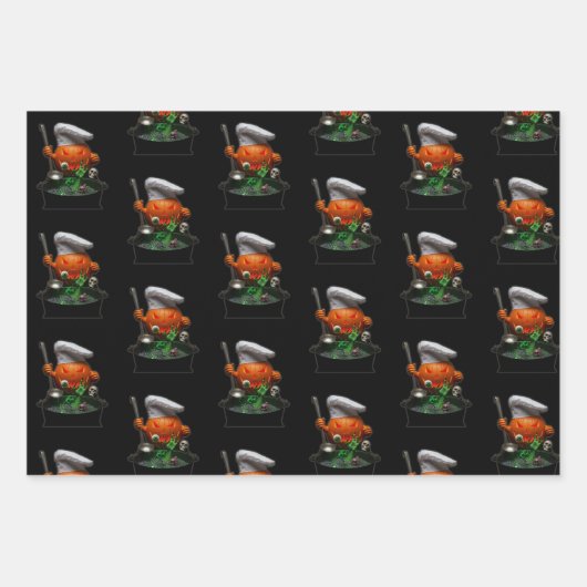 Pumpkin Chef Halloween - Spooky Cauldron ontwerp Inpakpapier Vel (Voorkant)