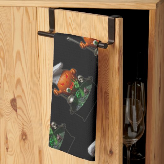 Pumpkin Chef Halloween - Spooky Cauldron ontwerp Theedoek (Derde Gevouwen)