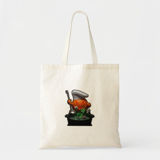 Pumpkin Chef Halloween – Spooky Cauldron ontwerp Tote Bag (Voorkant)