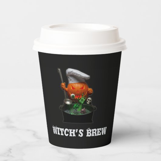 Pumpkin Chef Halloween - Witch's Brew-thema's Papieren Bekers (Voorkant)