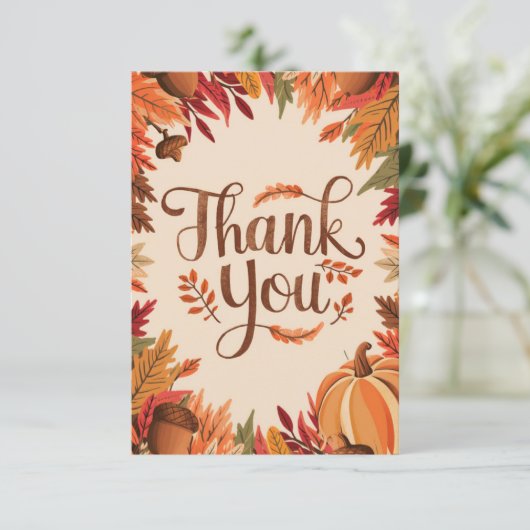 Pumpkin Chestnut Autumn Herfst Bedankkaart (Staand voorkant)
