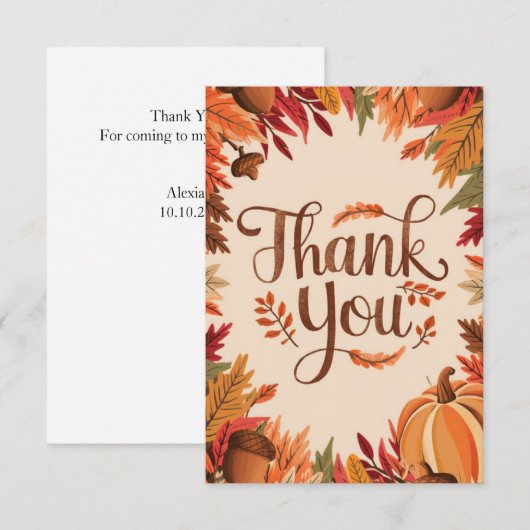 Pumpkin Chestnut Autumn Herfst Bedankkaart (Voorkant / Achterkant)