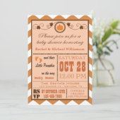Pumpkin Chevron Pattern Baby shower Invitation Kaart (Staand voorkant)