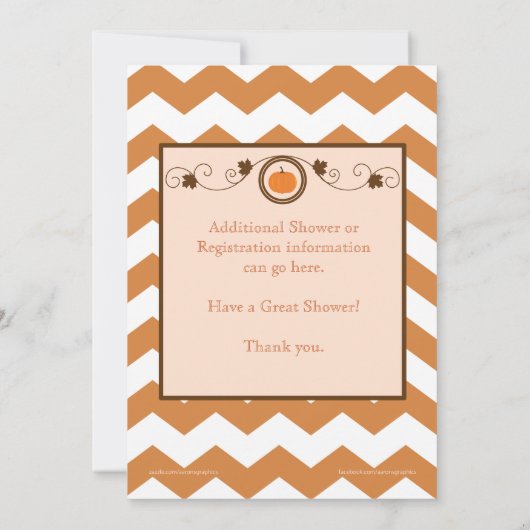 Pumpkin Chevron Pattern Baby shower Invitation Kaart (Achterkant)