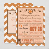Pumpkin Chevron Pattern Baby shower Invitation Kaart (Voorkant / Achterkant)