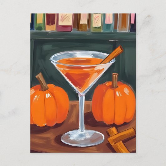 Pumpkin Cinnamon Martini Fall Watercolor Briefkaart (Voorkant)
