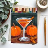 Pumpkin Cinnamon Martini Fall Watercolor Briefkaart