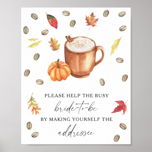 Pumpkin Coffee Help de drukke bruid Adres Poster (Voorkant)