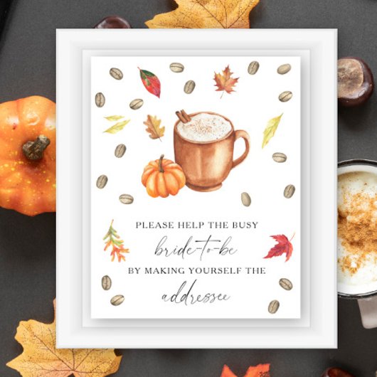 Pumpkin Coffee Help de drukke bruid Adres Poster