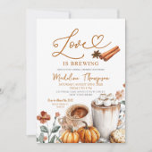 Pumpkin Coffee Theme Love is Brewing Bridal Shower Kaart (Voorkant)