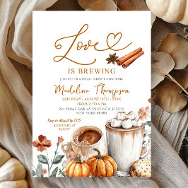 Pumpkin Coffee Theme Love is Brewing Bridal Shower Kaart