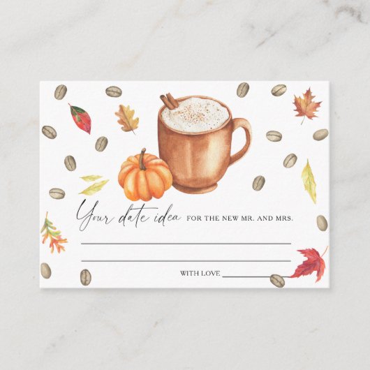 Pumpkin Coffee Vrijgezellenfeest Datum nacht ideeë Informatiekaartje (Voorkant)