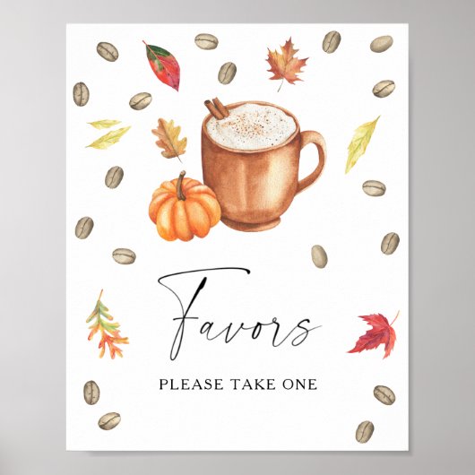 Pumpkin Coffee Vrijgezellenfeest Favors Poster (Voorkant)