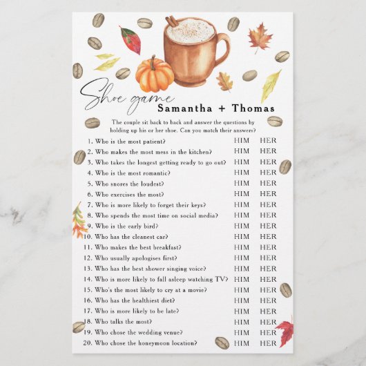 Pumpkin Coffee Vrijgezellenfeest Schoenspel (Voorkant)