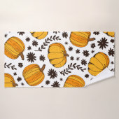 Pumpkin color seamless pattern, hand drawn squash badhanddoek (Badhanddoek)