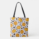 Pumpkin color seamless pattern, hand drawn squash tote bag (Achterkant)