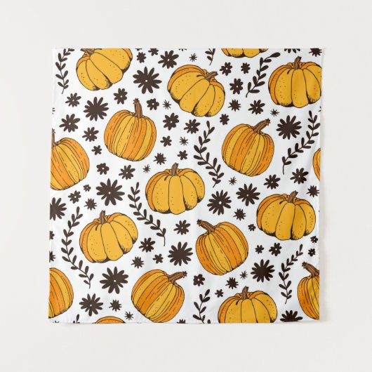 Pumpkin color seamless pattern, hand drawn squash wandkleed (Voorkant)