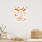 Pumpkin Confetti Birthday-teken poster-mijlpaal Poster (Keuken)