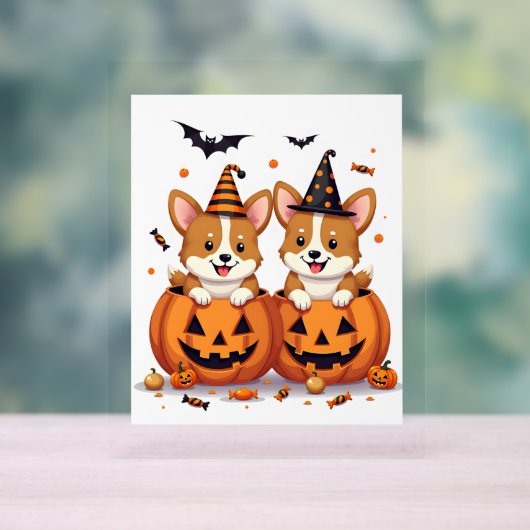 Pumpkin Corgi Party Acryl Bord (Neutraal)