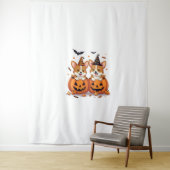 Pumpkin Corgi Party Wandkleed (In situ)