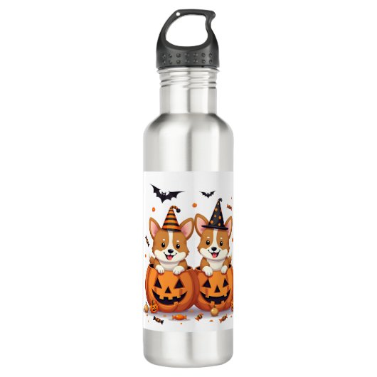Pumpkin Corgi Party Waterfles (Voorkant)