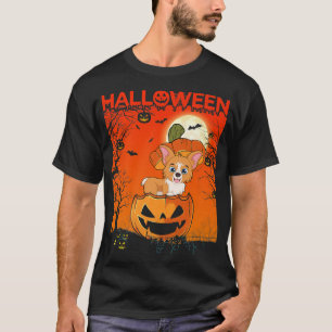 Pumpkin Costume Girls Women Cute Corgi Dog Hwe T-shirt