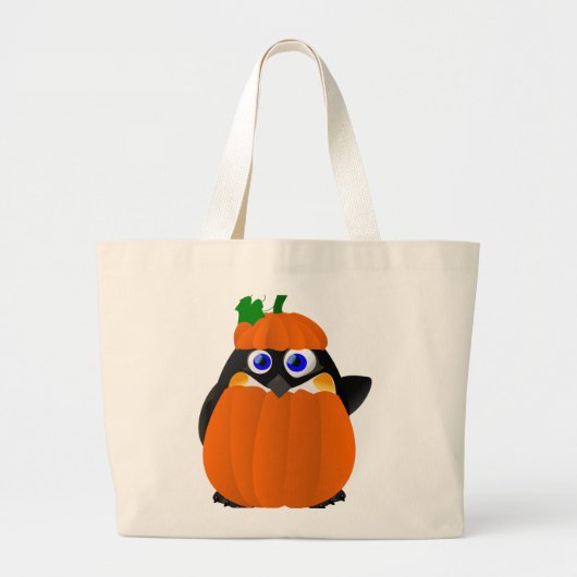 Pumpkin Costume Halloween Penguin Grote Tote Bag (Voorkant)