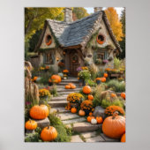 Pumpkin Cottage Autumn Halloween Wall Poster (Voorkant)