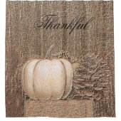 Pumpkin Country White Gold Metallic Elegant Herfst Douchegordijn (Voorkant)