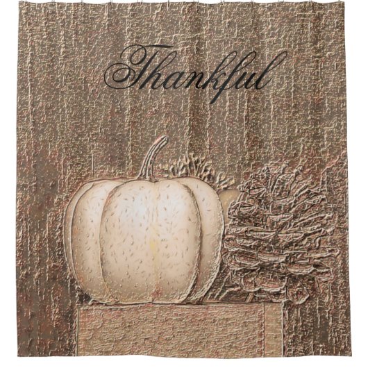 Pumpkin Country White Gold Metallic Elegant Herfst Douchegordijn (Voorkant)