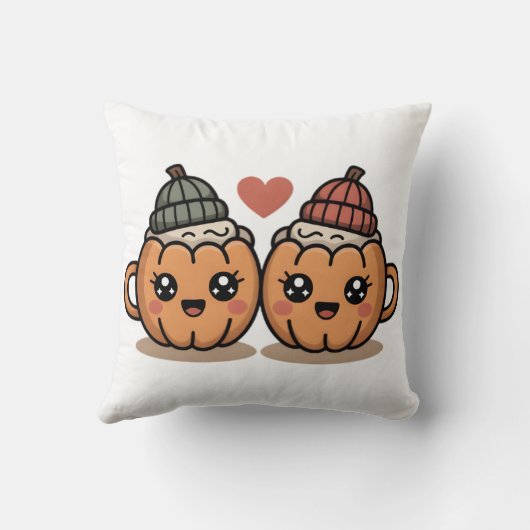 Pumpkin Couple Pillow - Cute Cozy Fall Home Decor Kussen (Achterkant)
