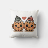 Pumpkin Couple Pillow - Cute Cozy Fall Home Decor Kussen (Voorkant)