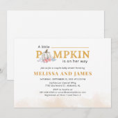 Pumpkin Couple's Baby shower Pink Floral Kaart (Voorkant / Achterkant)