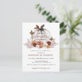 Pumpkin Couple's Baby shower Terracotta Invitation Briefkaart (Staand voorkant)