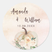 Pumpkin crème bloemen gaan trouwen ronde sticker (Voorkant)