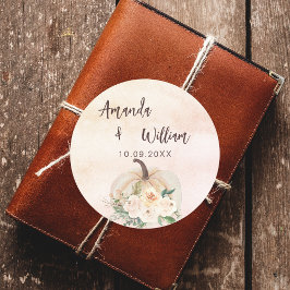 Pumpkin crème bloemen gaan trouwen ronde sticker