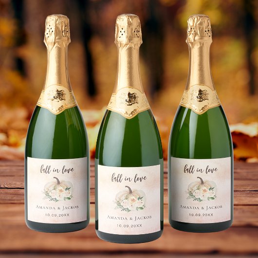 Pumpkin crème bloemen gaan trouwen sparkling wijnetiket