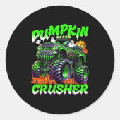 Pumpkin Crusher Monster Truck Ghosts Halloween For Ronde Sticker (Voorkant)