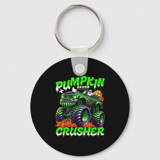 Pumpkin Crusher Monster Truck Ghosts Halloween For Sleutelhanger (Voorkant)