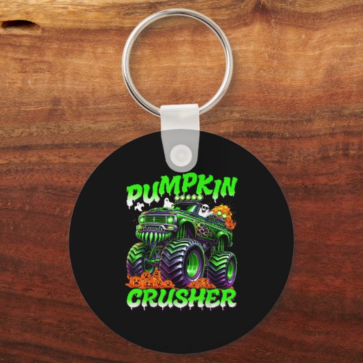 Pumpkin Crusher Monster Truck Ghosts Halloween For Sleutelhanger (Voorkant)