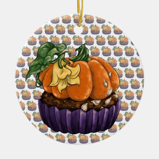 Pumpkin Cupcake Keramisch Ornament (Voorkant)