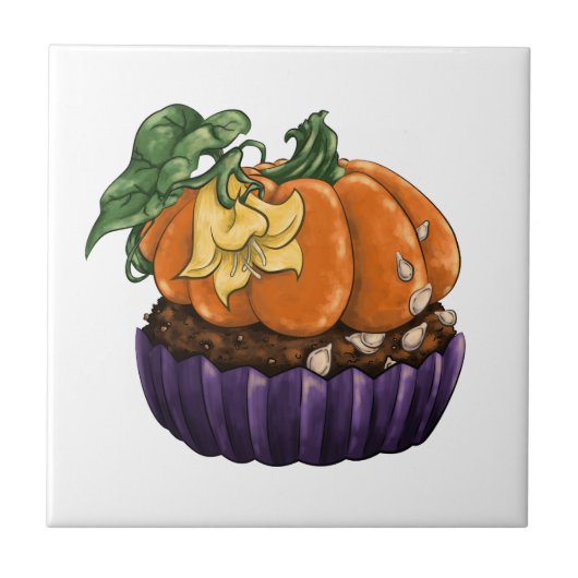 Pumpkin Cupcake Tegeltje (Voorkant)