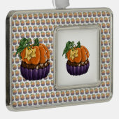Pumpkin Cupcake Verzilverd Omlijst Ornament (Rechts)