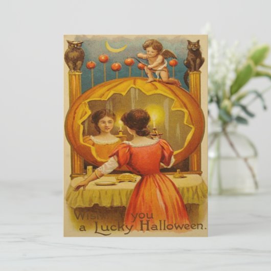 Pumpkin Cupid Owl Crescent Moon (Staand voorkant)