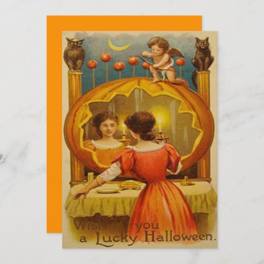 Pumpkin Cupid Owl Crescent Moon (Voorkant / Achterkant)